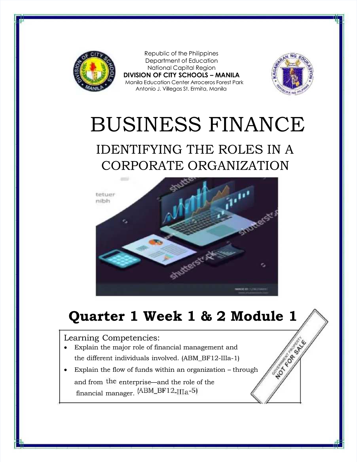 Pdf-Abm-Business-Finance-12-Q1-W1-W2-Mod1Pdf Compress - Republic Of The  Philippinesrepublic Of The - Studocu