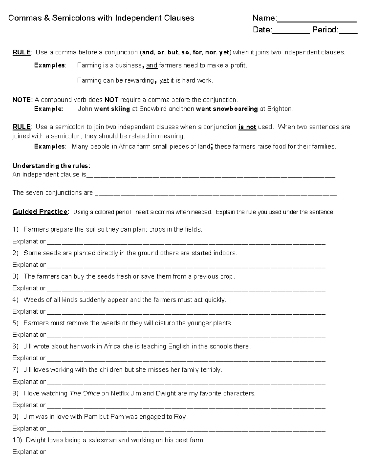 Punctuationcommaswindepenclauses 1 - Commas & Semicolons with ...