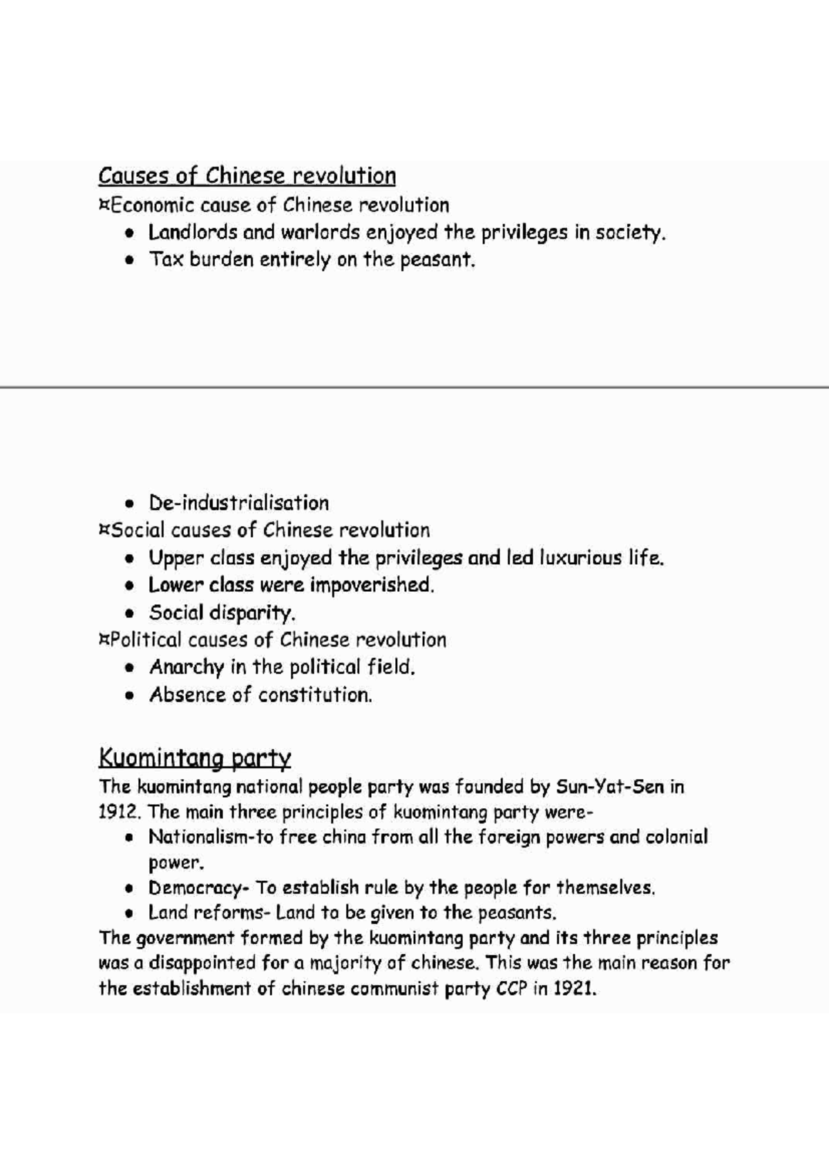 Chinese Revolution - Notes - History-Transition to the contemporary ...