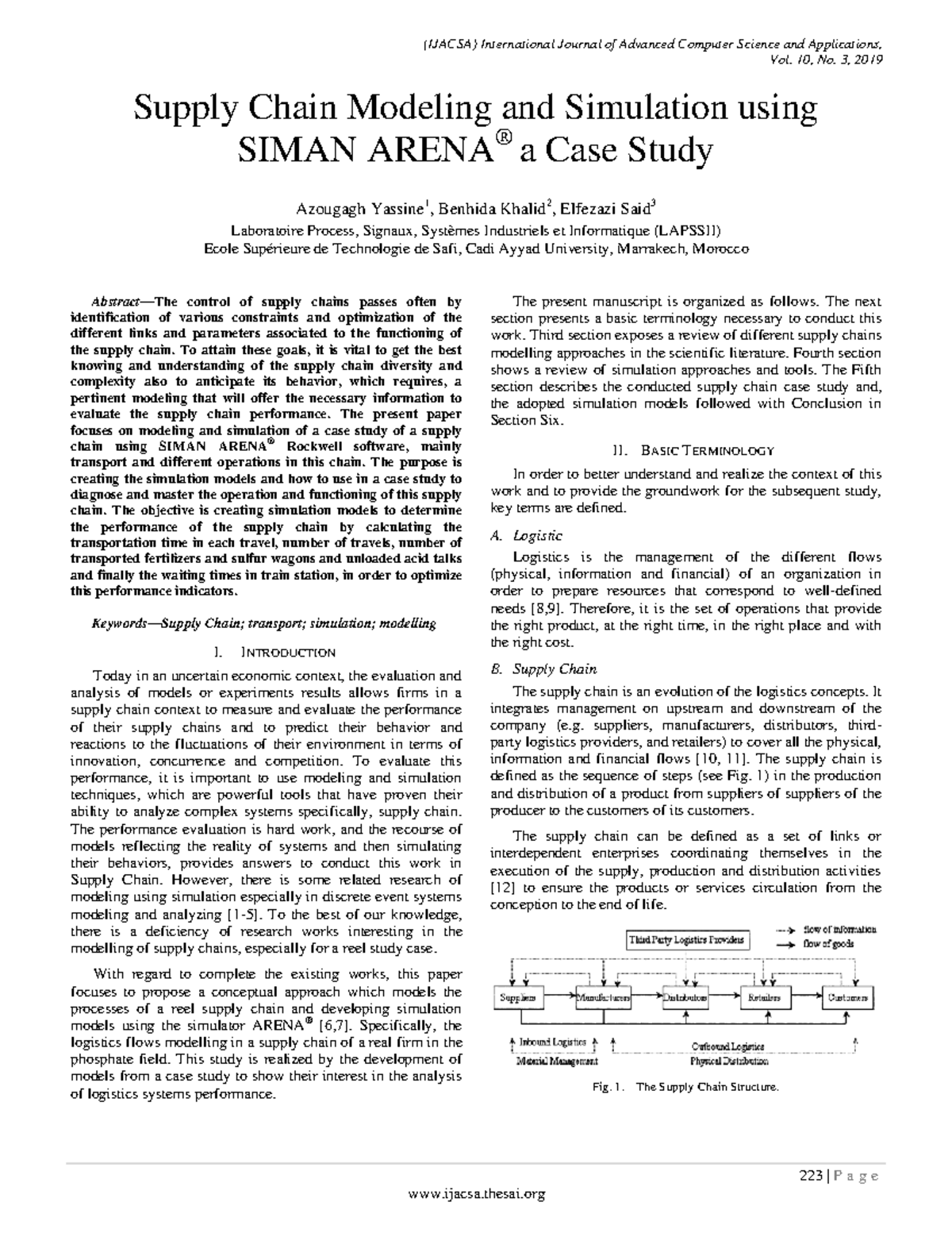 Paper 29-Supply Chain Modeling and Simulation - Vol. 10, No. 3, 2019 ...