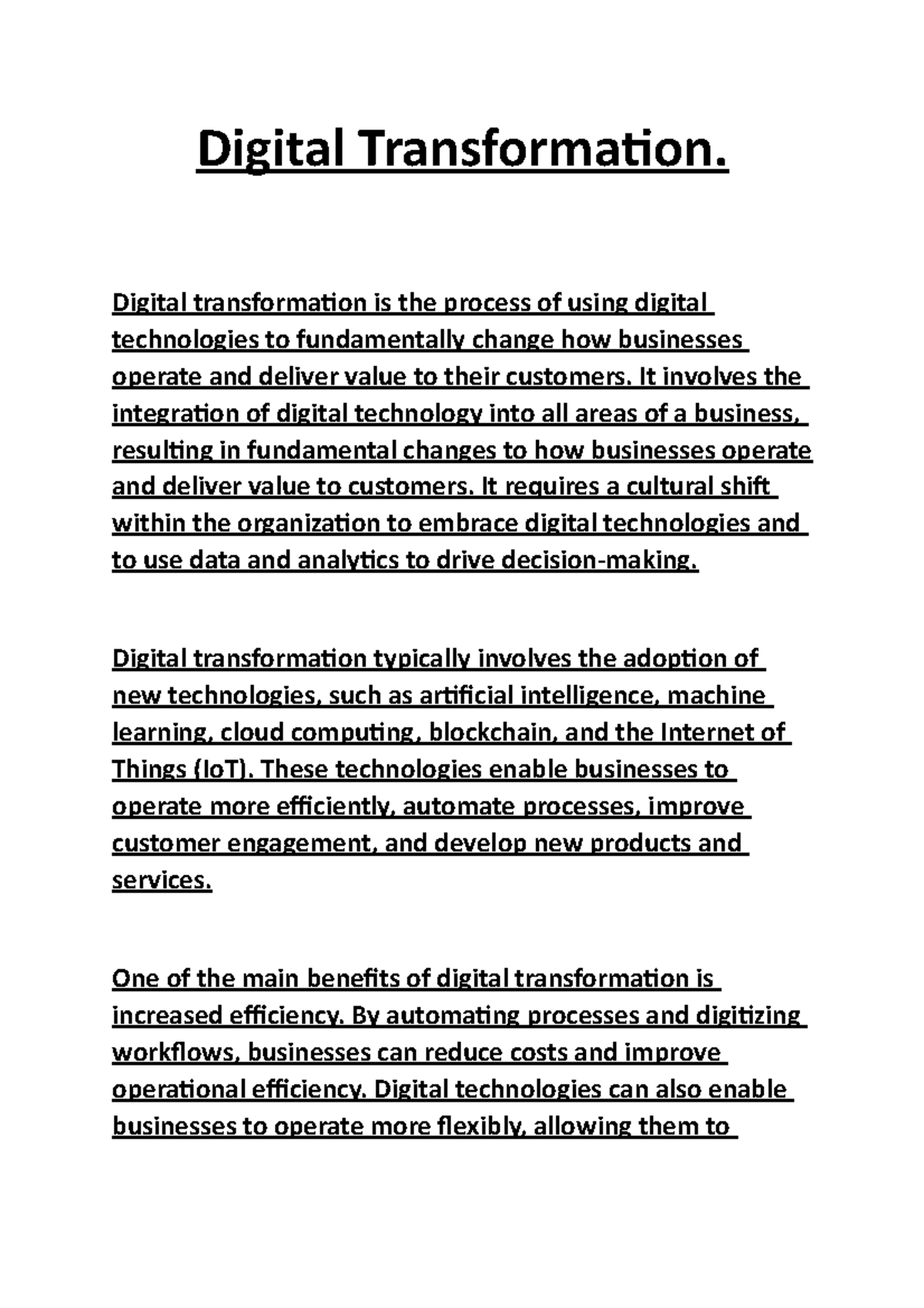 Digital Transformation notes - Digital Transformation. Digital ...