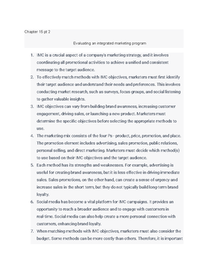 Mkt 348 notes chap 4 pt 1 - MKT348, jennifer, IMC: products, IMC ...