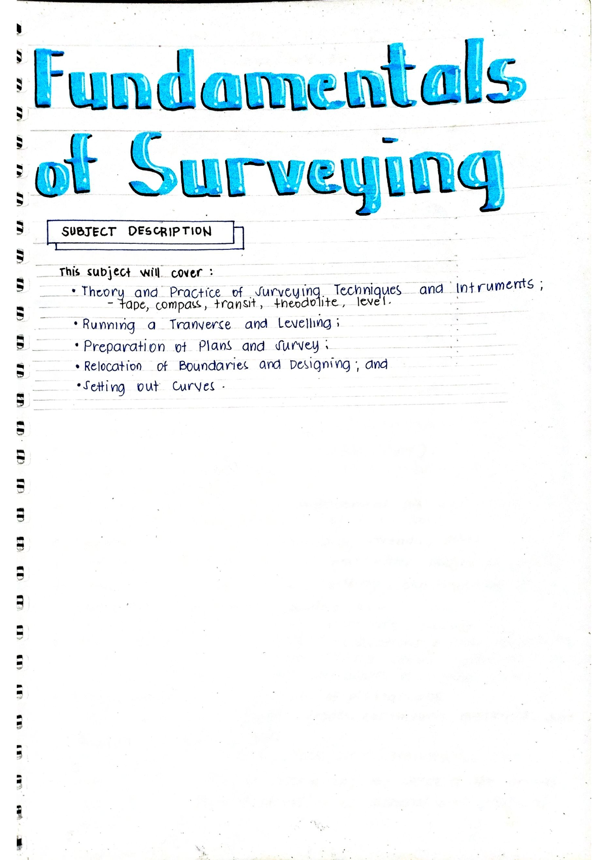 Fundamentals Of Surveying Full Contents - Civil Engineering - Studocu