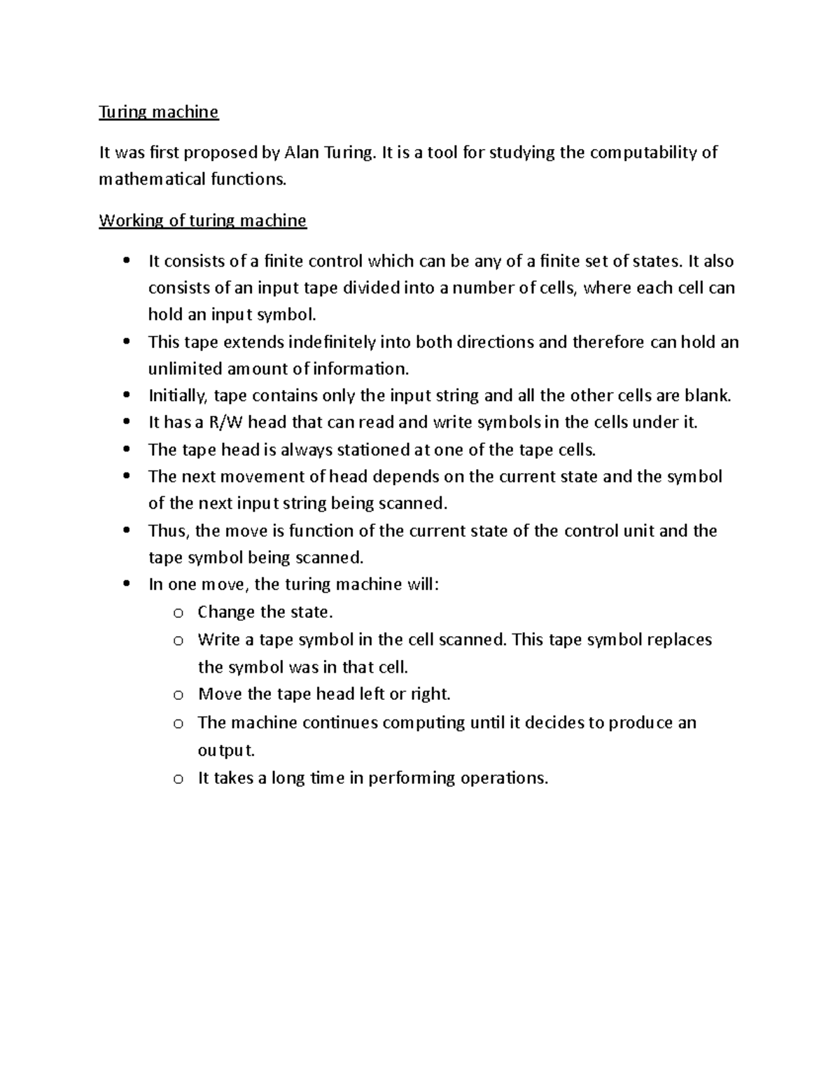 Turing machine and its working - Turing machine It was first proposed ...