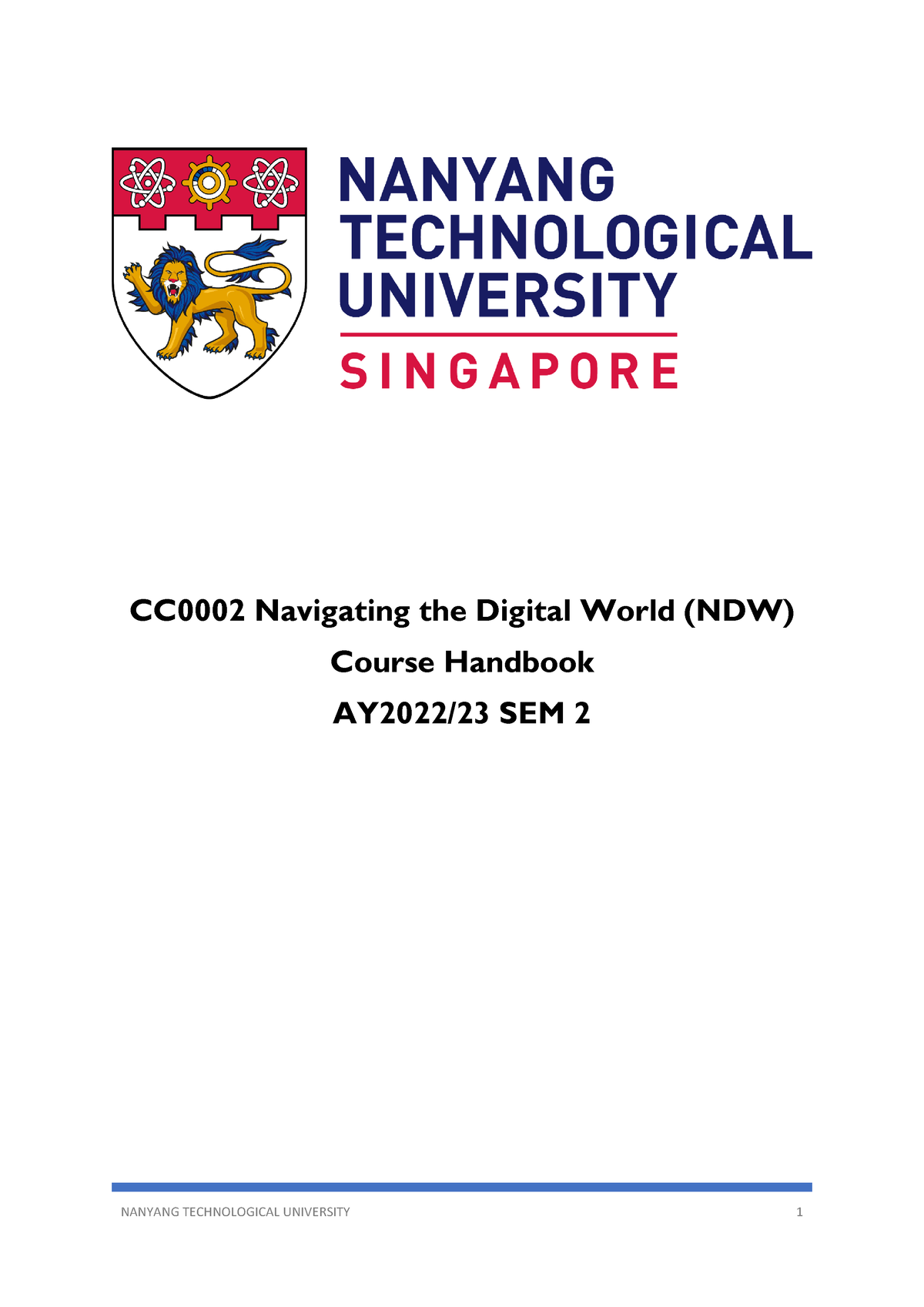 CC0002 Navigating the Digital World-Handbook-Student - CC0002 Navigating the Digital World (NDW 