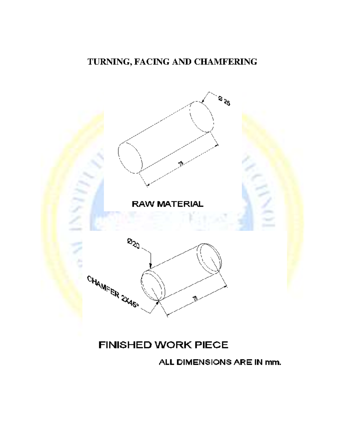 Turning facing chamfering TURNING, FACING AND CHAMFERING TURNING