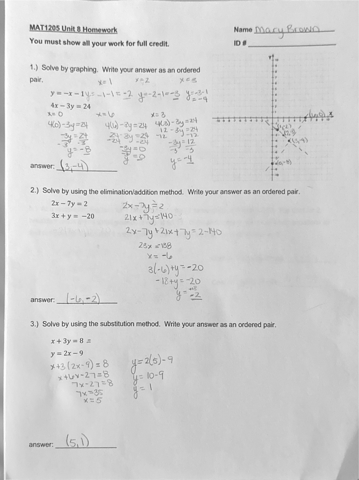 math 1205 unit 8 homework