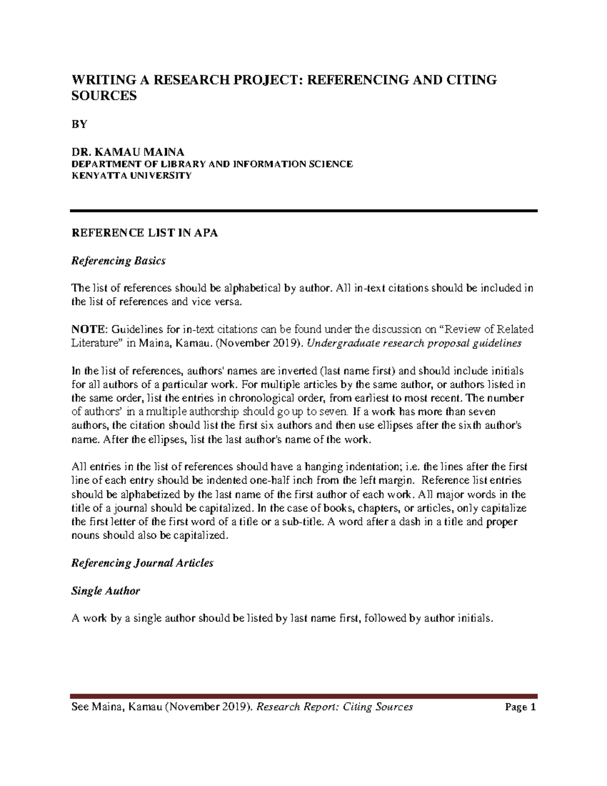 Citing Sources - WRITING A RESEARCH PROJECT: REFERENCING AND CITING ...