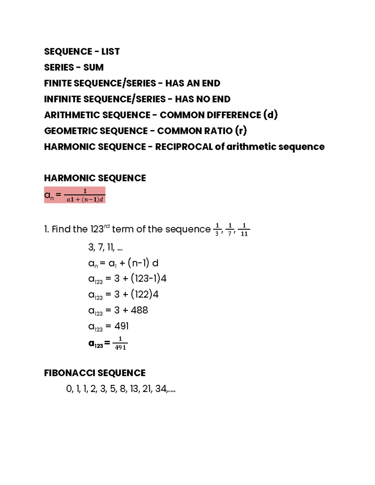Fibonacci sequence - MMW - SEQUENCE - LIST SERIES - SUM FINITE SEQUENCE ...