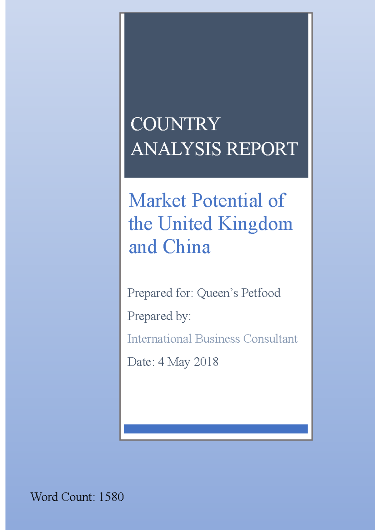 Assignment 2 - Country Analysis Report - COUNTRY ANALYSIS REPORT Market ...