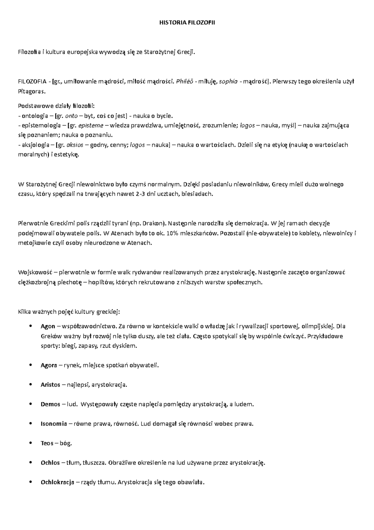 Dzieje Starożytnej Grecji Sprawdzian Liceum Filozofia starożytna i średniowieczna - StuDocu