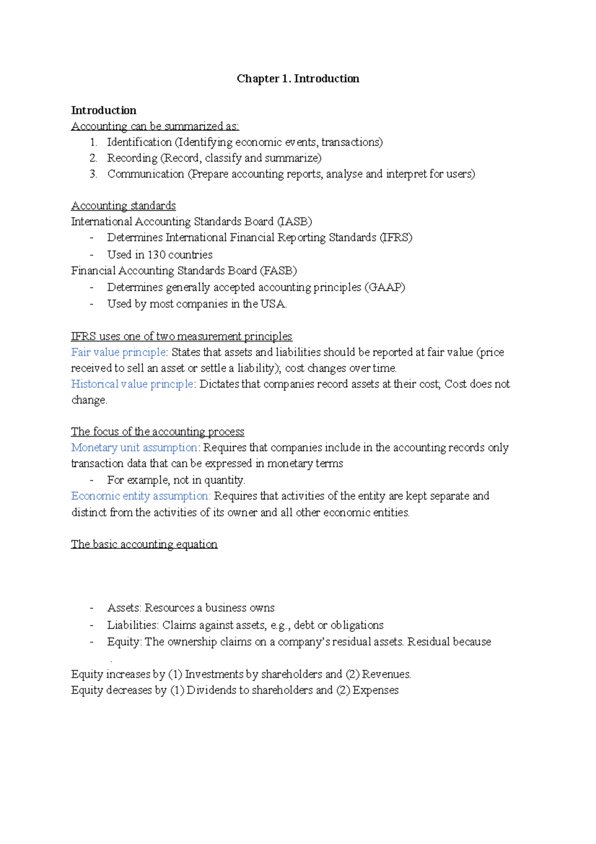 Lecture Notes Financial Reporting and Analysis - Chapter 1 ...