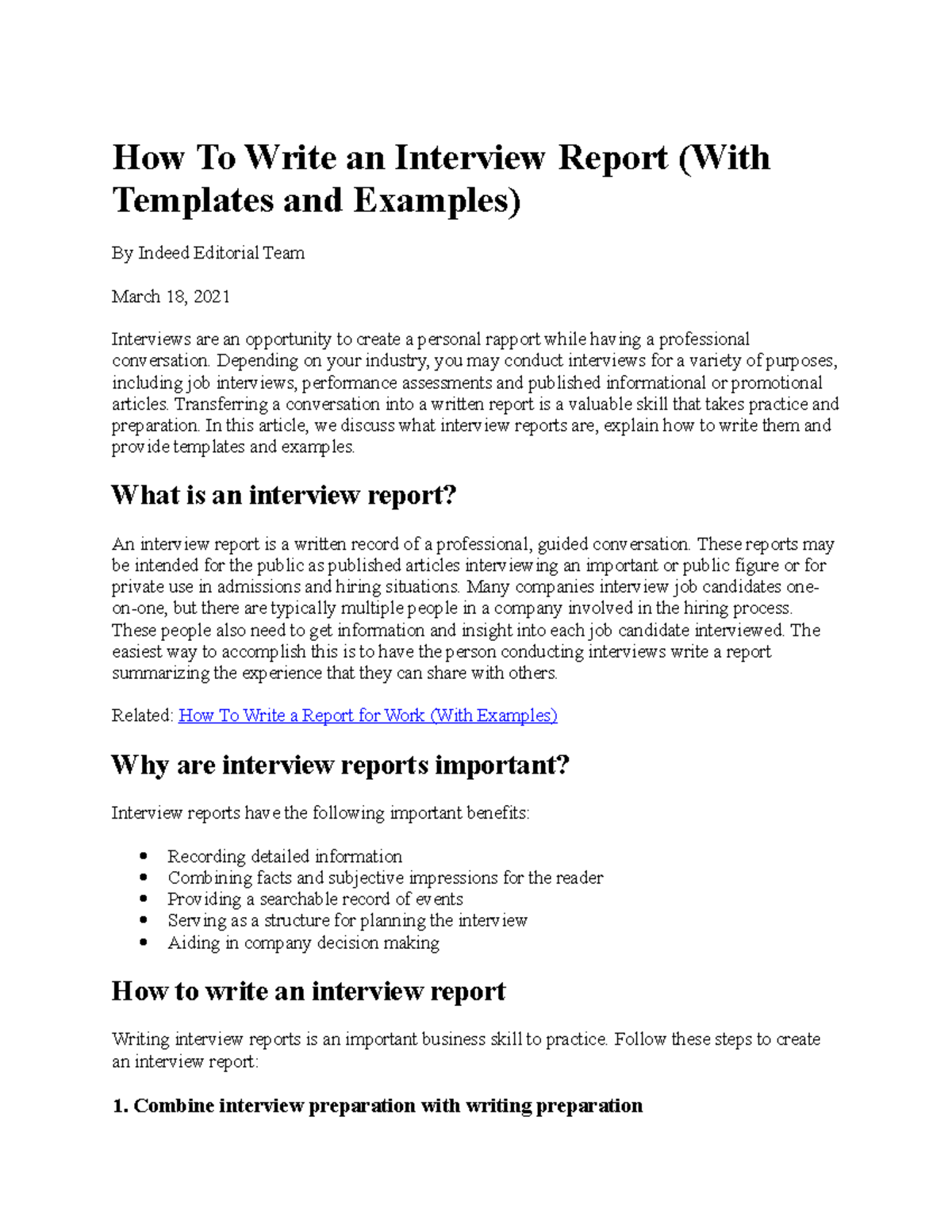 Example Of Interview Write Up