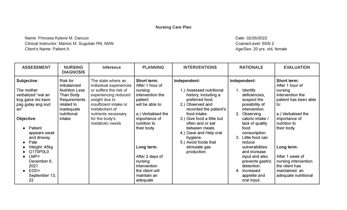 What Is Nutrition Care Plan