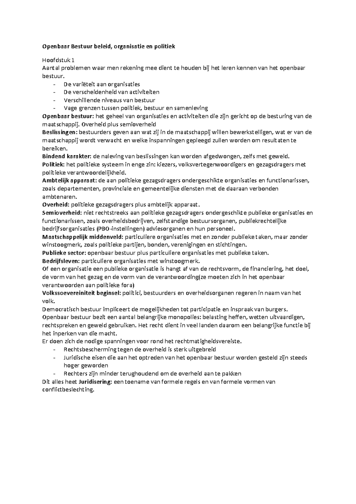 Samenvatting Openbaar Bestuur Beleid, Organisatie En Politiek - H1-11 ...