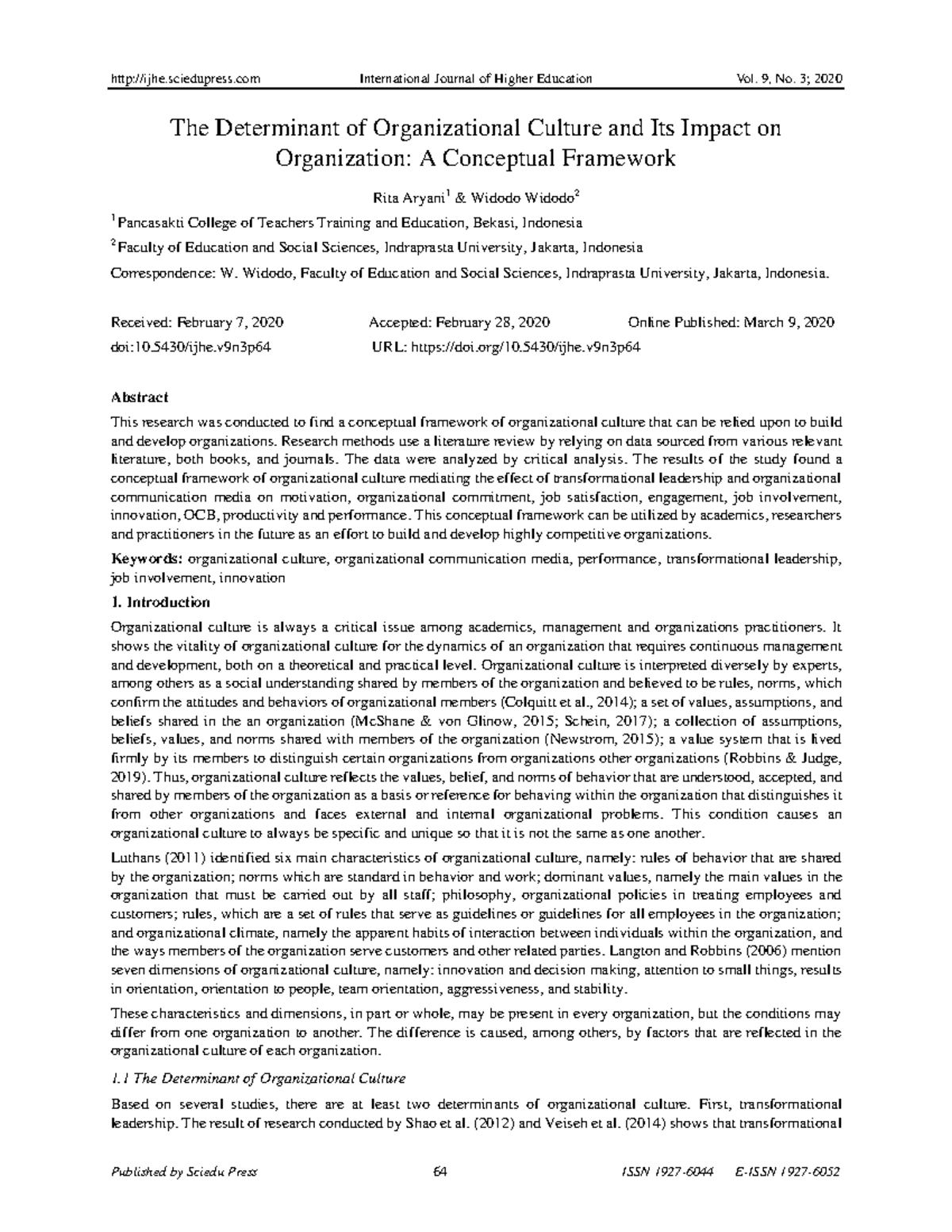 7 dimensions of org culture - The Determinant of Organizational Culture ...