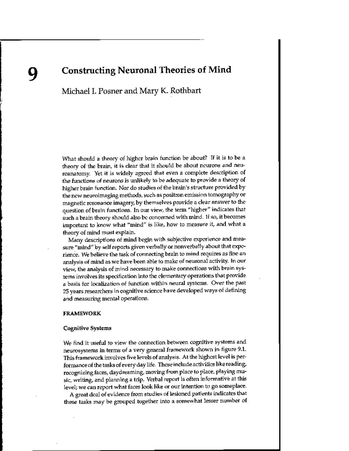 Posner & Rothbart (1994). Constructing neural theories of mind - Q ...