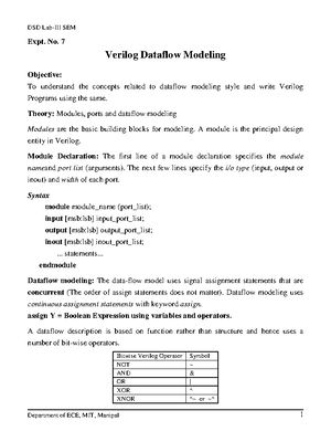 Verilog Notes - Introduction to Verilog Thursday, October 11, 2001 9:39 ...