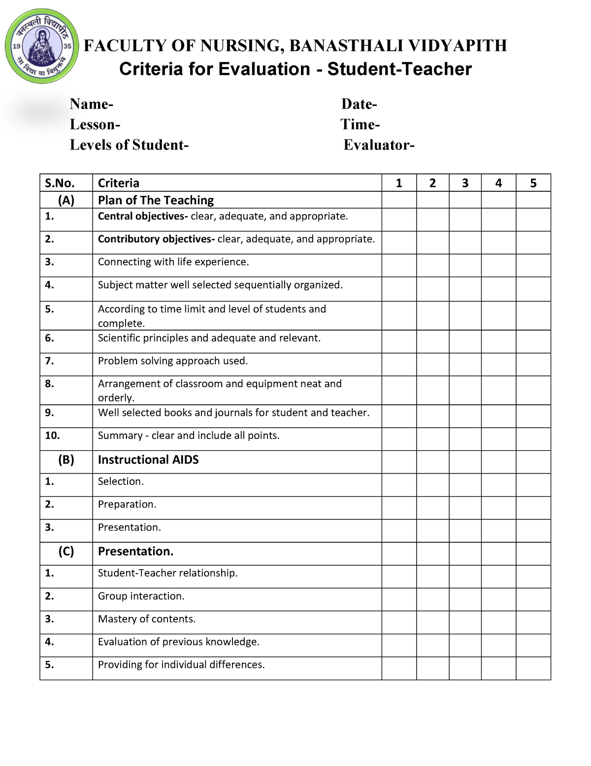 teaching assessment tools nursing