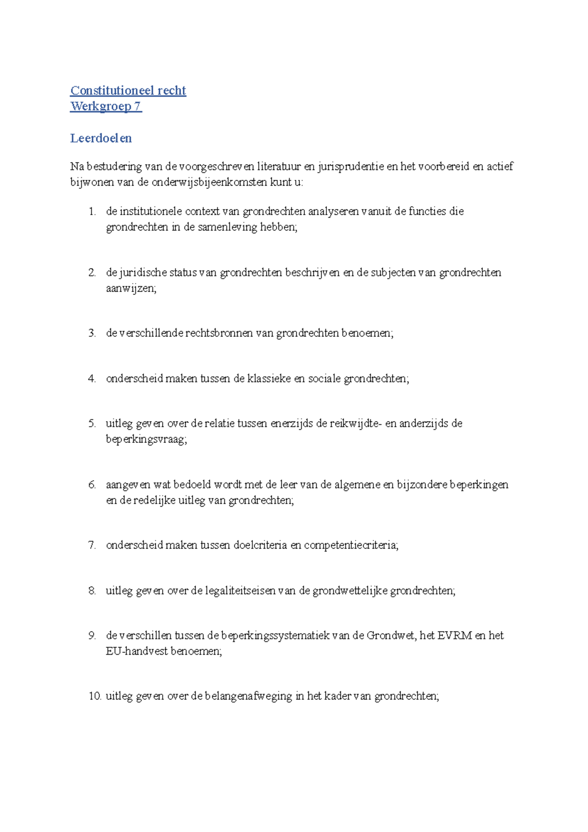 Week 14 (7) - Constitutioneel Recht - Constitutioneel Recht Werkgroep 7 ...