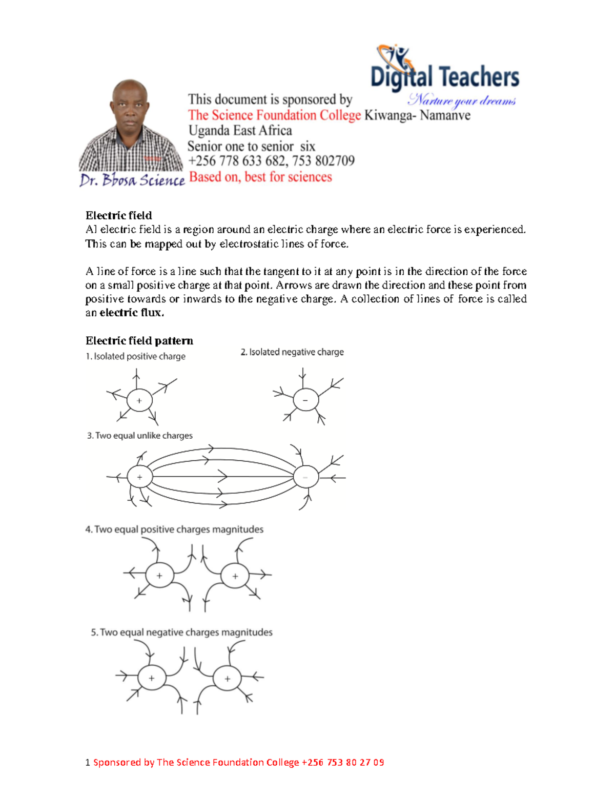 Electricfields NOTES Electric field Al electric field is a region