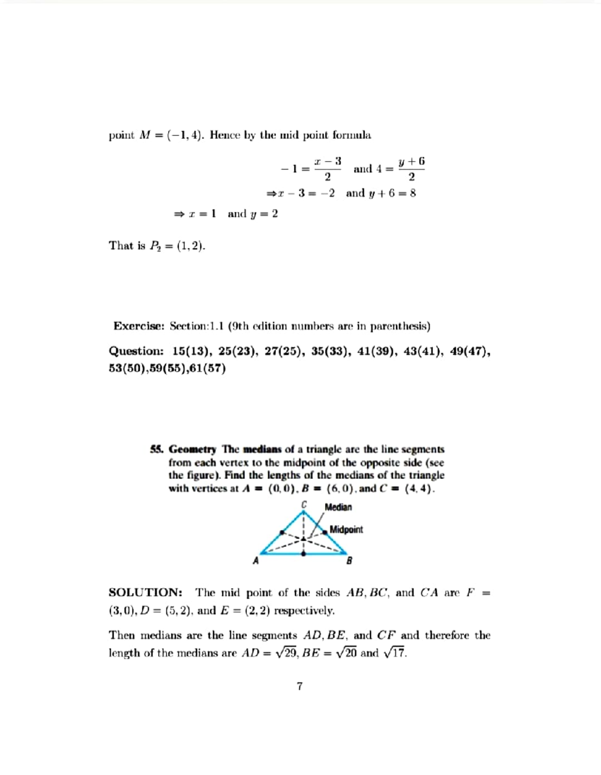 Lecture 1 & 2 ext - point M = (-1,4). Hence by the mid point formula ...