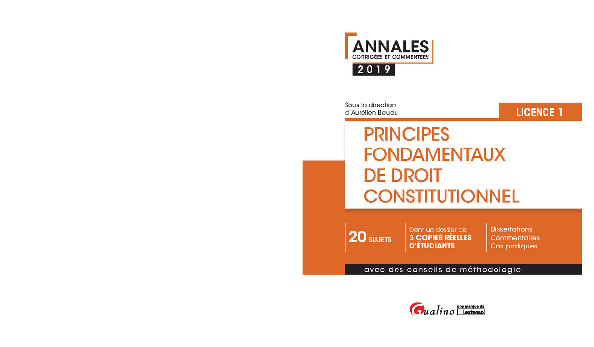 Annale - Droit constitutionnel - 2 0 1 9 ANNALES CORRIGÉES ET