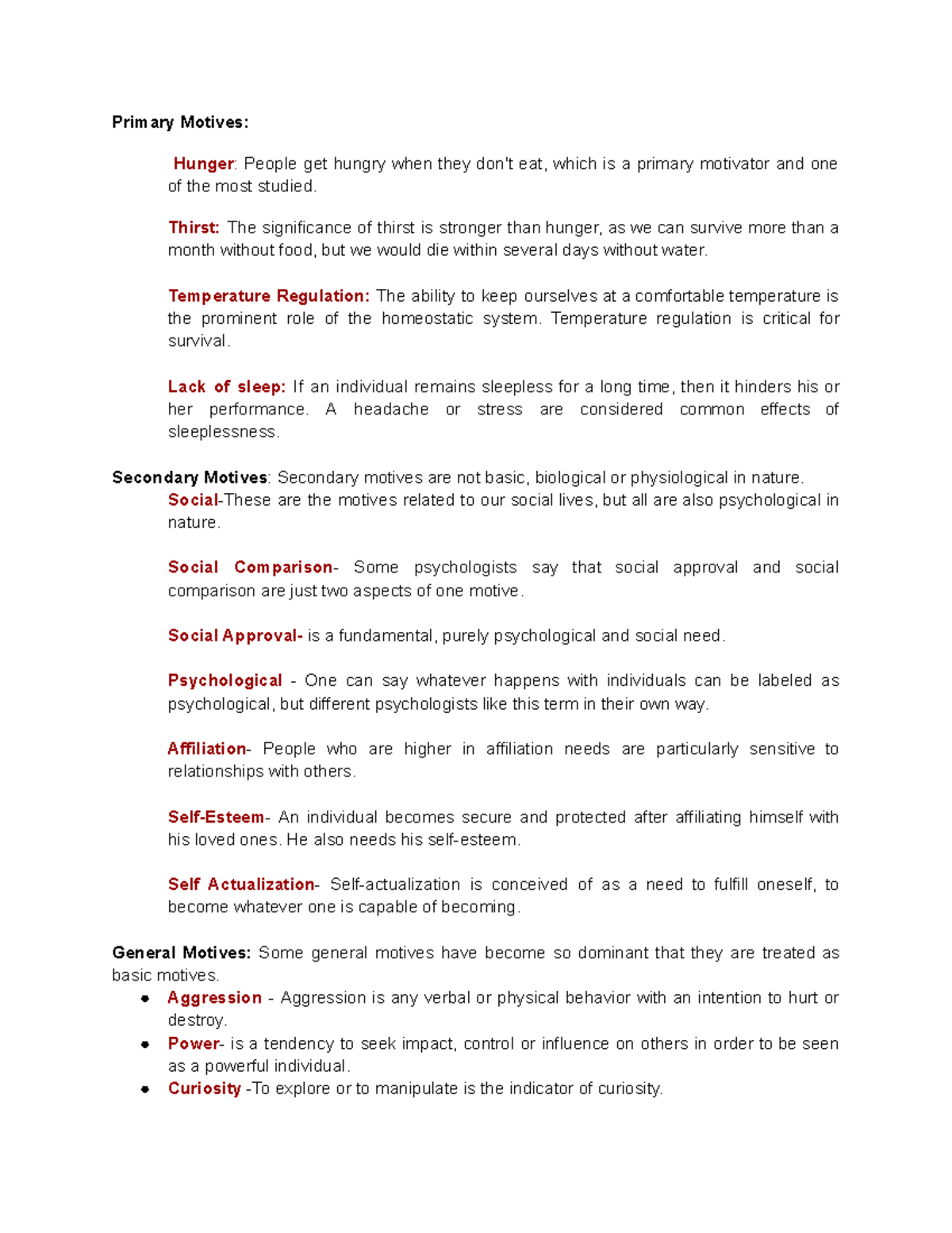 Reviewer ITP - ... - Primary Motives: Hunger: People get hungry when ...