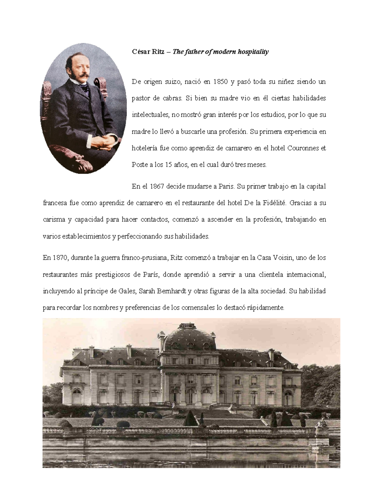 César Ritz - Crónica - César Ritz – The father of modern hospitality De ...