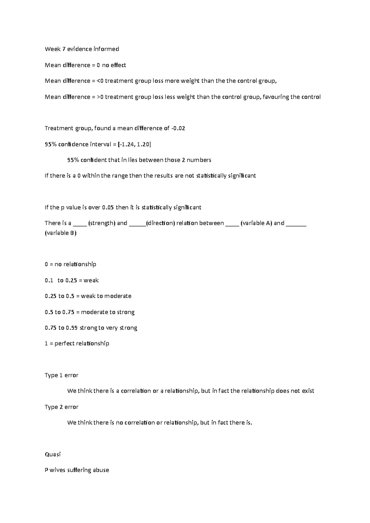 CMHL1001 workshop 6 - Lecture notes 6 - Week 7 evidence informed Mean ...