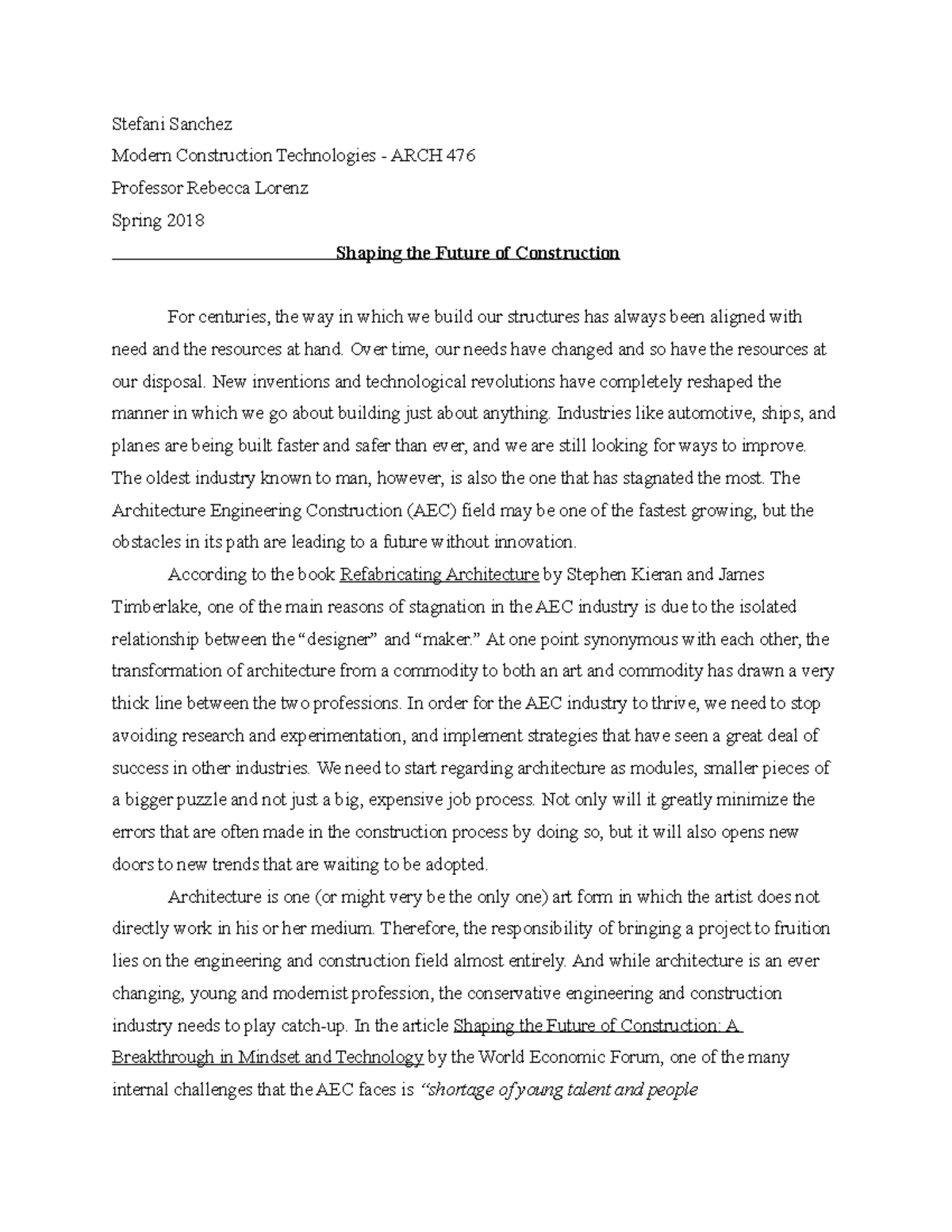 construction essay in english