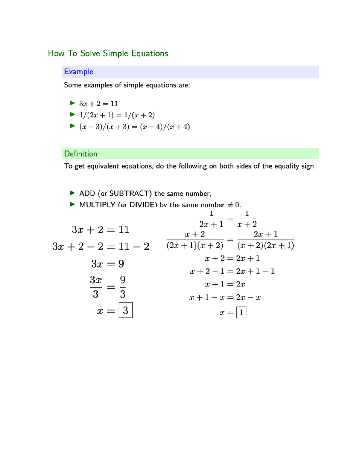 Week 2 Solving Equations - Mathematics for Economics and Finance - 9x+3 ...