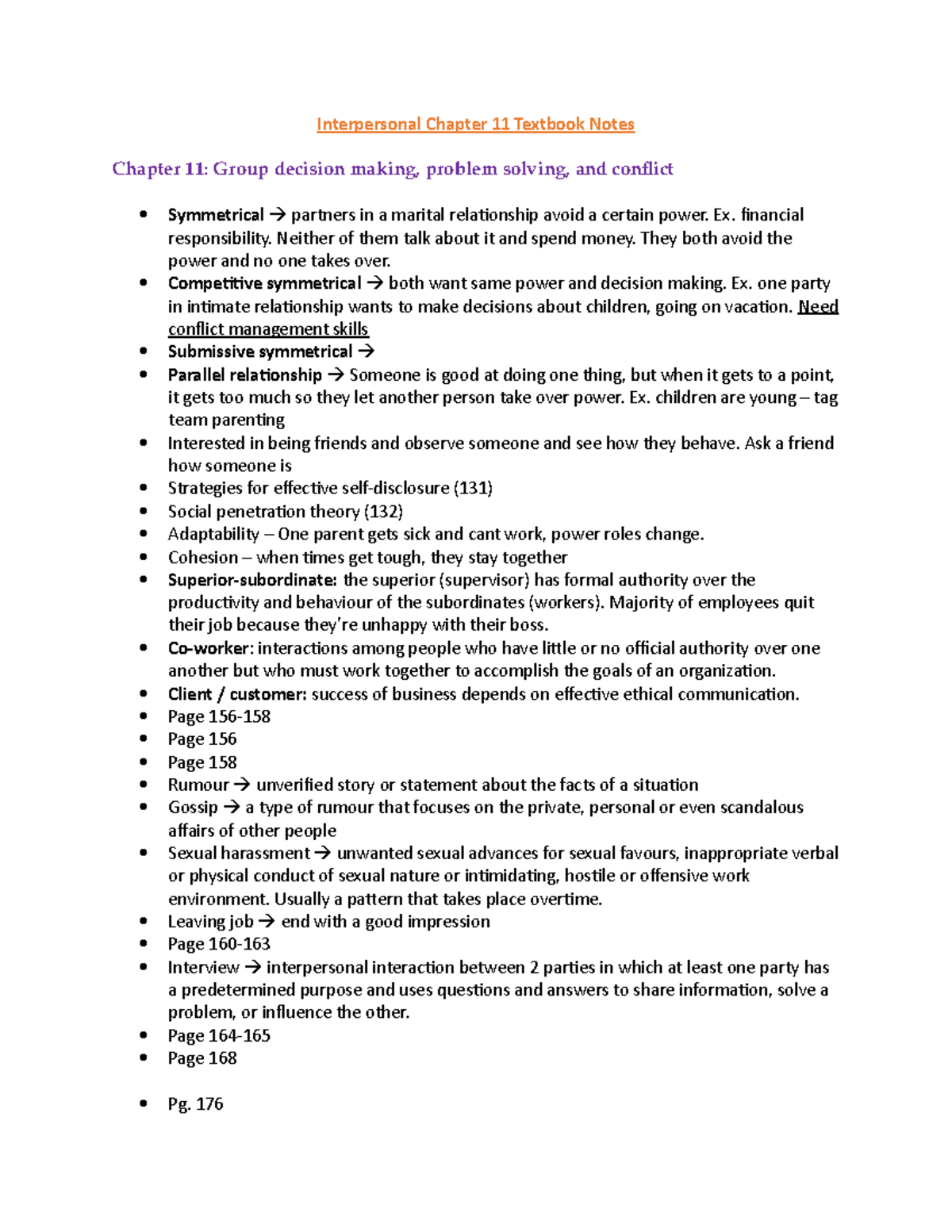 Interpersonal Chapter 11 Textbook Notes Ex Financial Responsibility