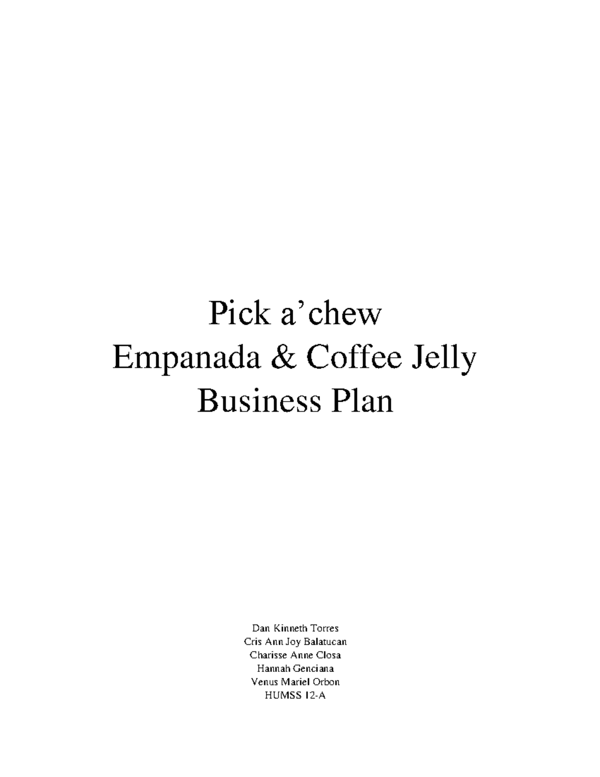 Pdfcoffee pdf free Pick a’chew Empanada & Coffee Jelly Business