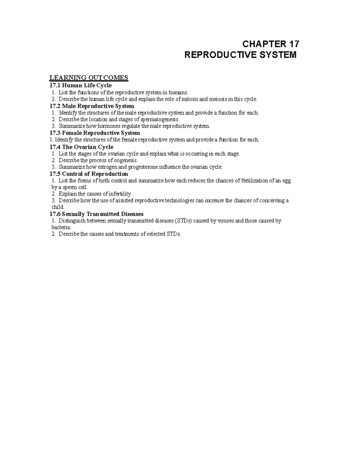 Chapter 17 Study Guide - CHAPTER 17 REPRODUCTIVE SYSTEM LEARNING ...