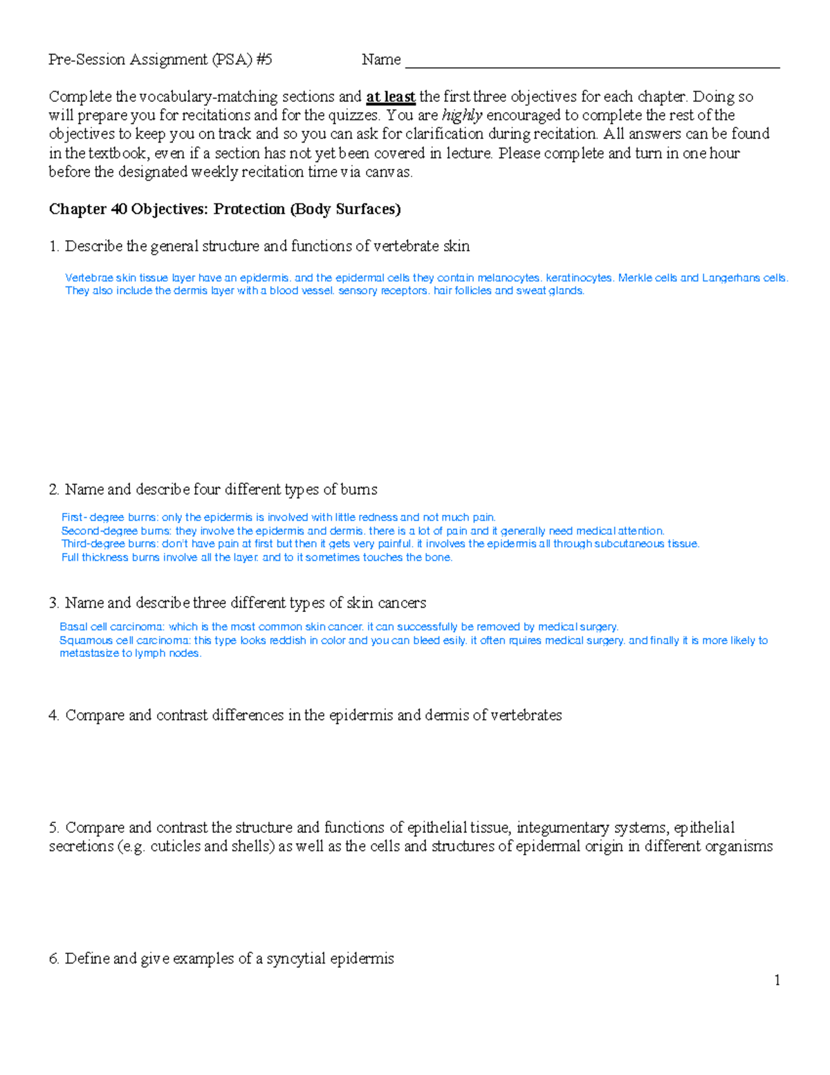 PSA 5 - PSA - 1 Pre-Session Assignment (PSA) #5 Name