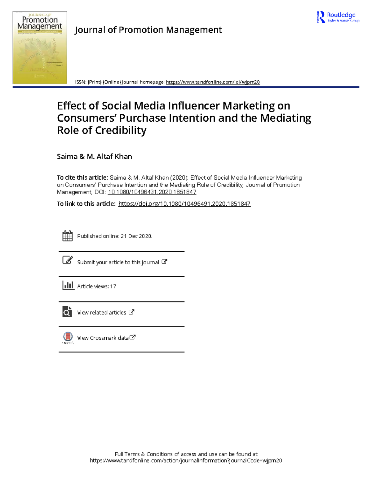 Effect Of Social Media Influencer Marketing On - Full Terms ...