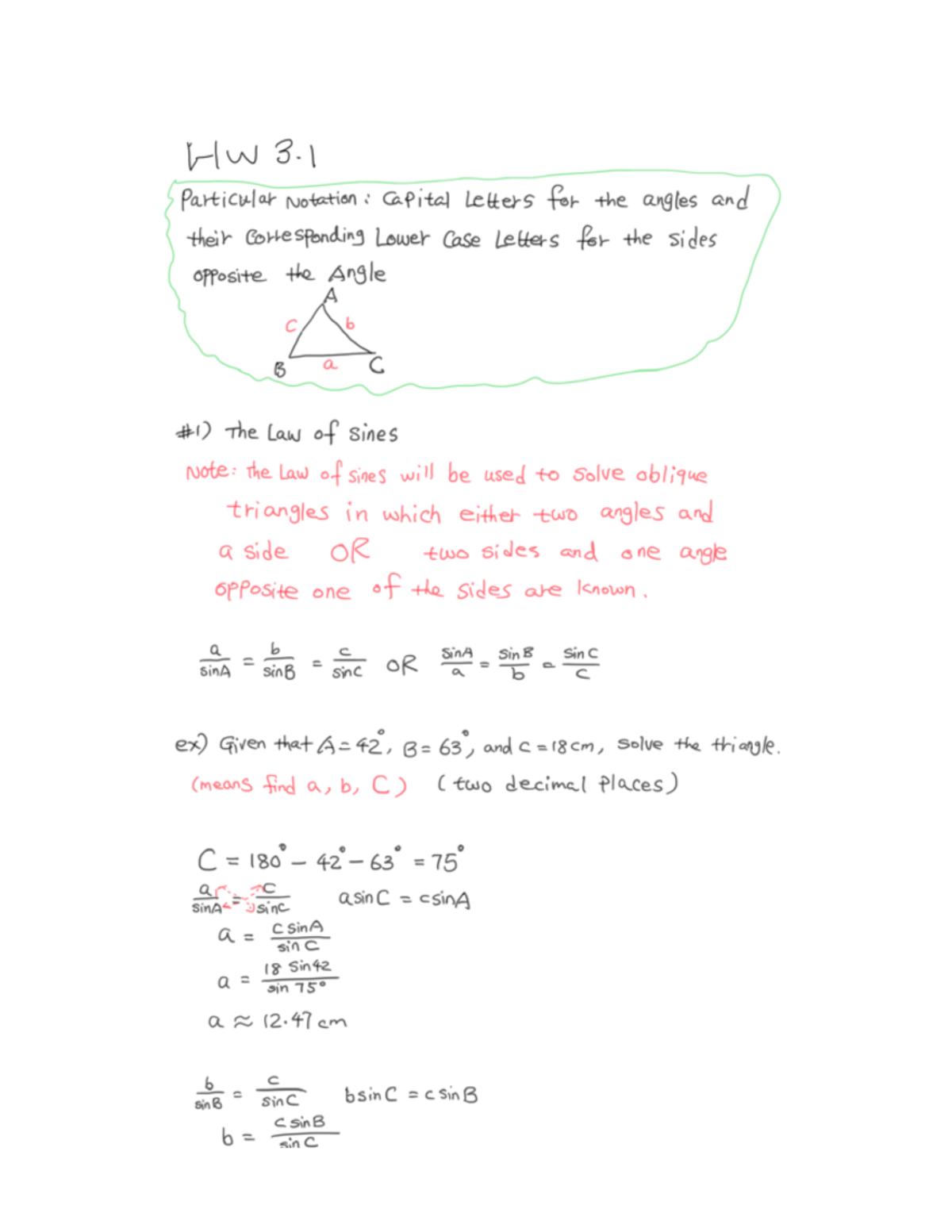 3.1 Particular Notation and The Law of Sines - MATH 1303 - Studocu
