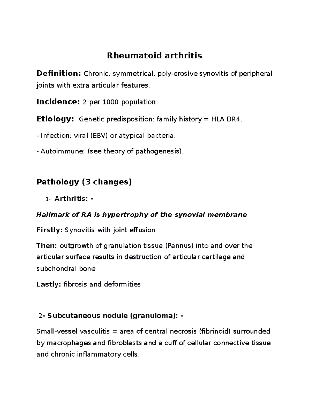 Reumatoloy Lecture Notes (Rheumatoid Arthritis) Rheumatoid arthritis