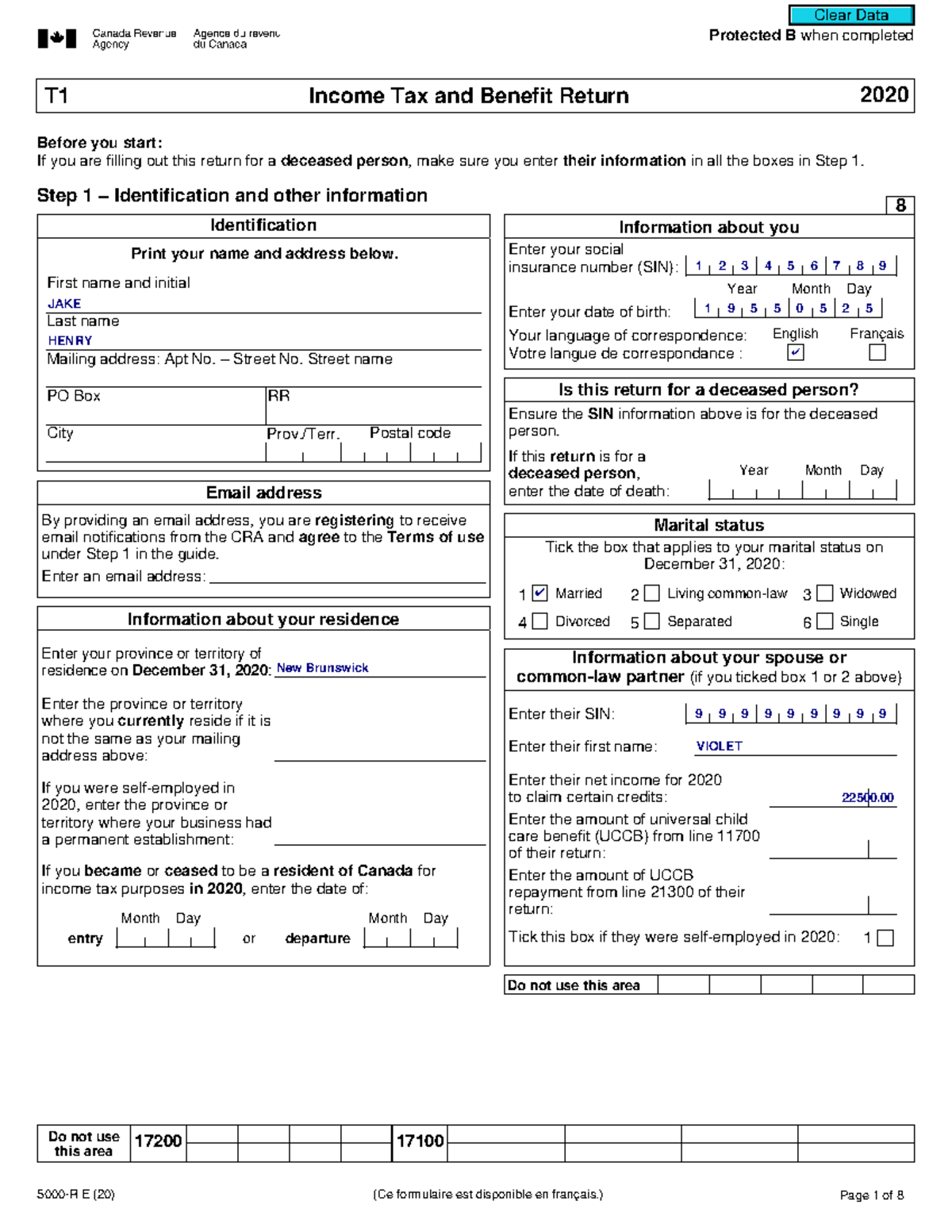 T1 Jake Henry Tax - Protected B when completed T1 Income Tax and ...