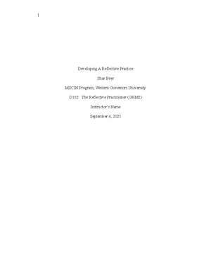 Task 1 Developing a Reflective Practice - D182 - WGU - Studocu