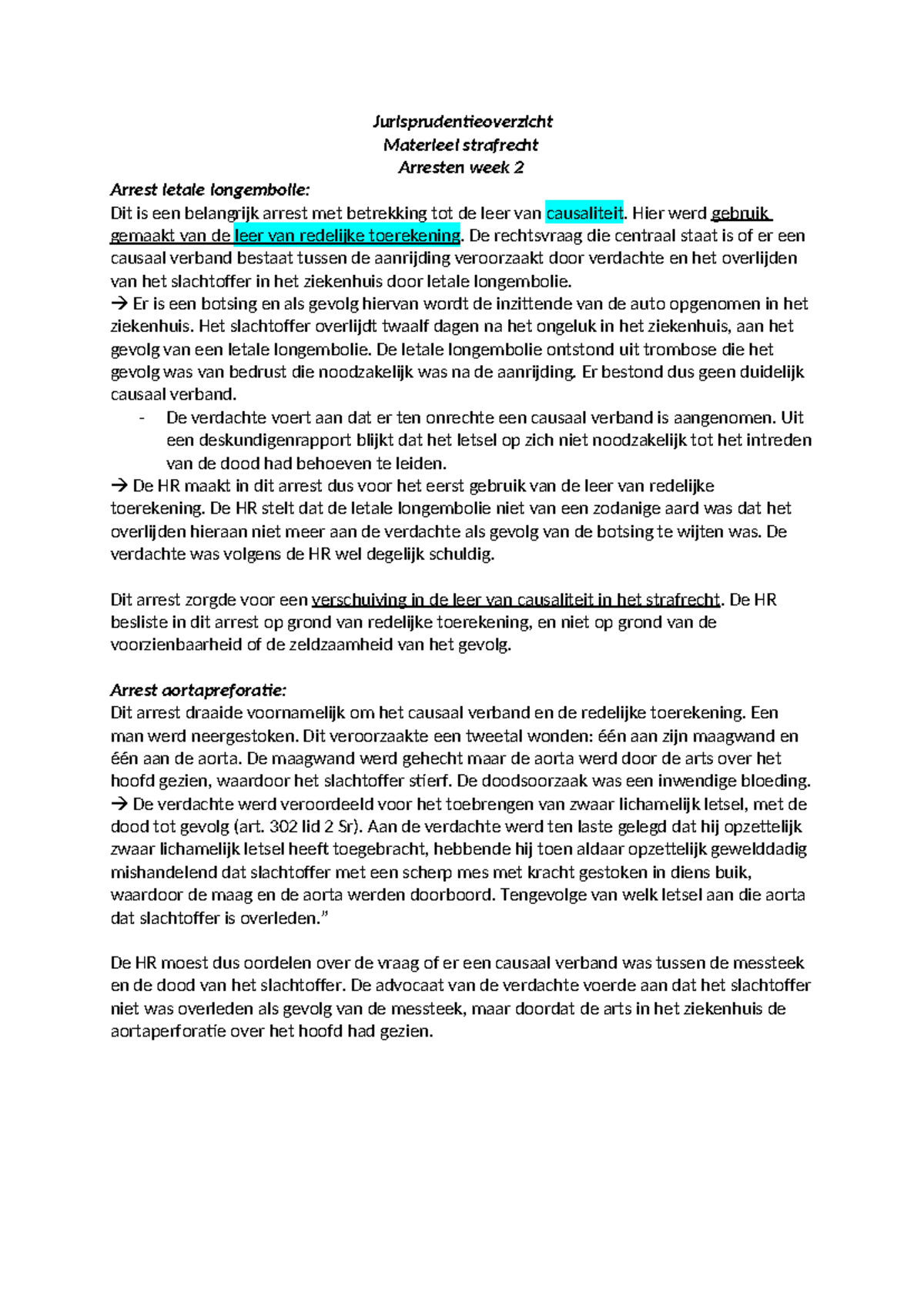 W2 Arresten Strafrecht - Jurisprudentieoverzicht Materieel Strafrecht ...