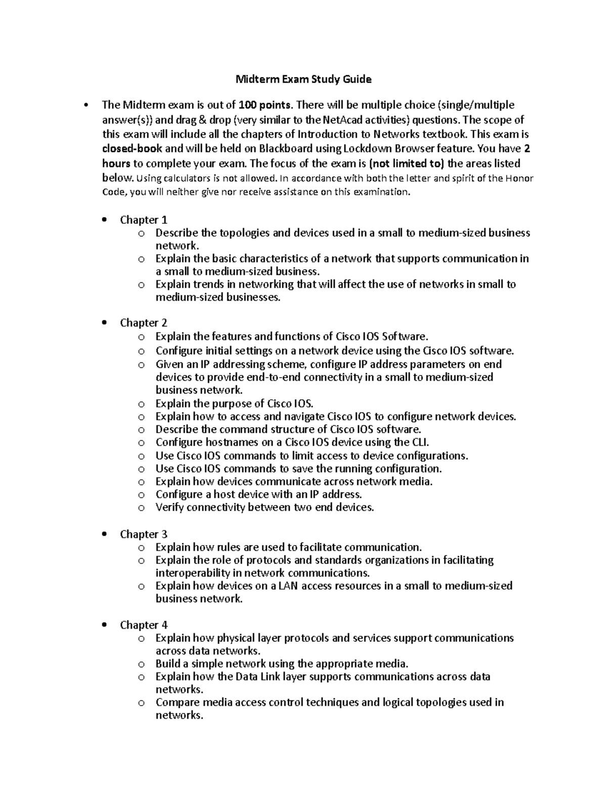 Midterm Study Guide (3) - Midterm Exam Study Guide The Midterm Exam Is ...