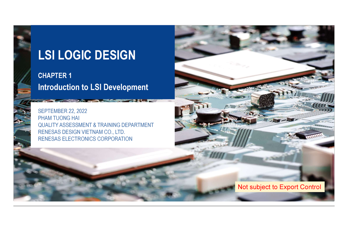 LSI Logic Design Chapter 1 - LSI LOGIC DESIGN CHAPTER 1 Introduction To ...