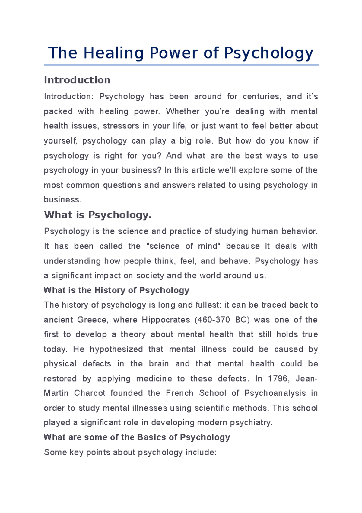 The Healing Power of Psychology - The Healing Power of Psychology ...