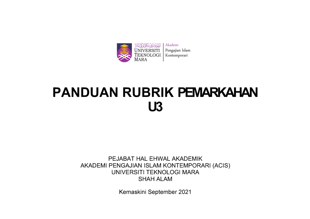 B. Panduan Rubrik Pemarkahan Kertas Kerja Pembentangan - PANDUAN RUBRIK ...