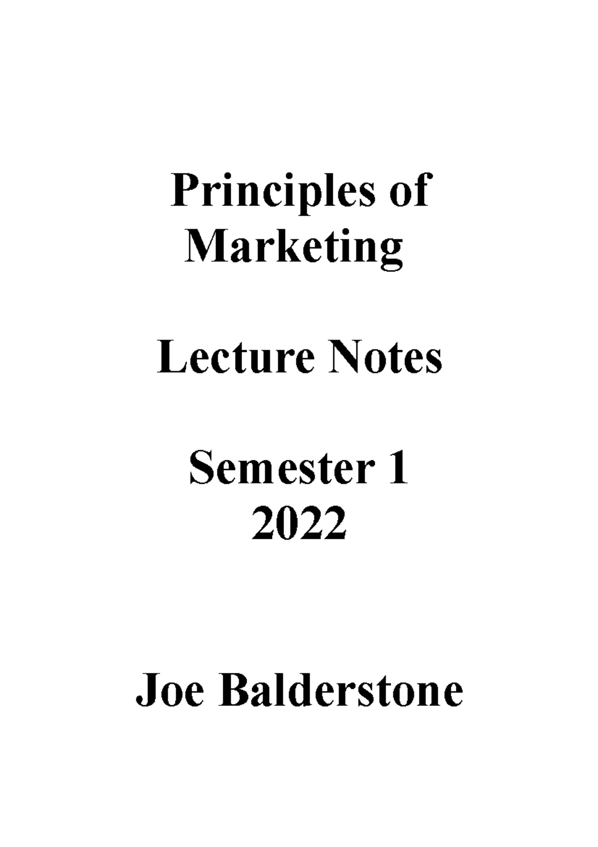 Principles Of Marketing Notes - Principles Of Marketing Lecture Notes ...