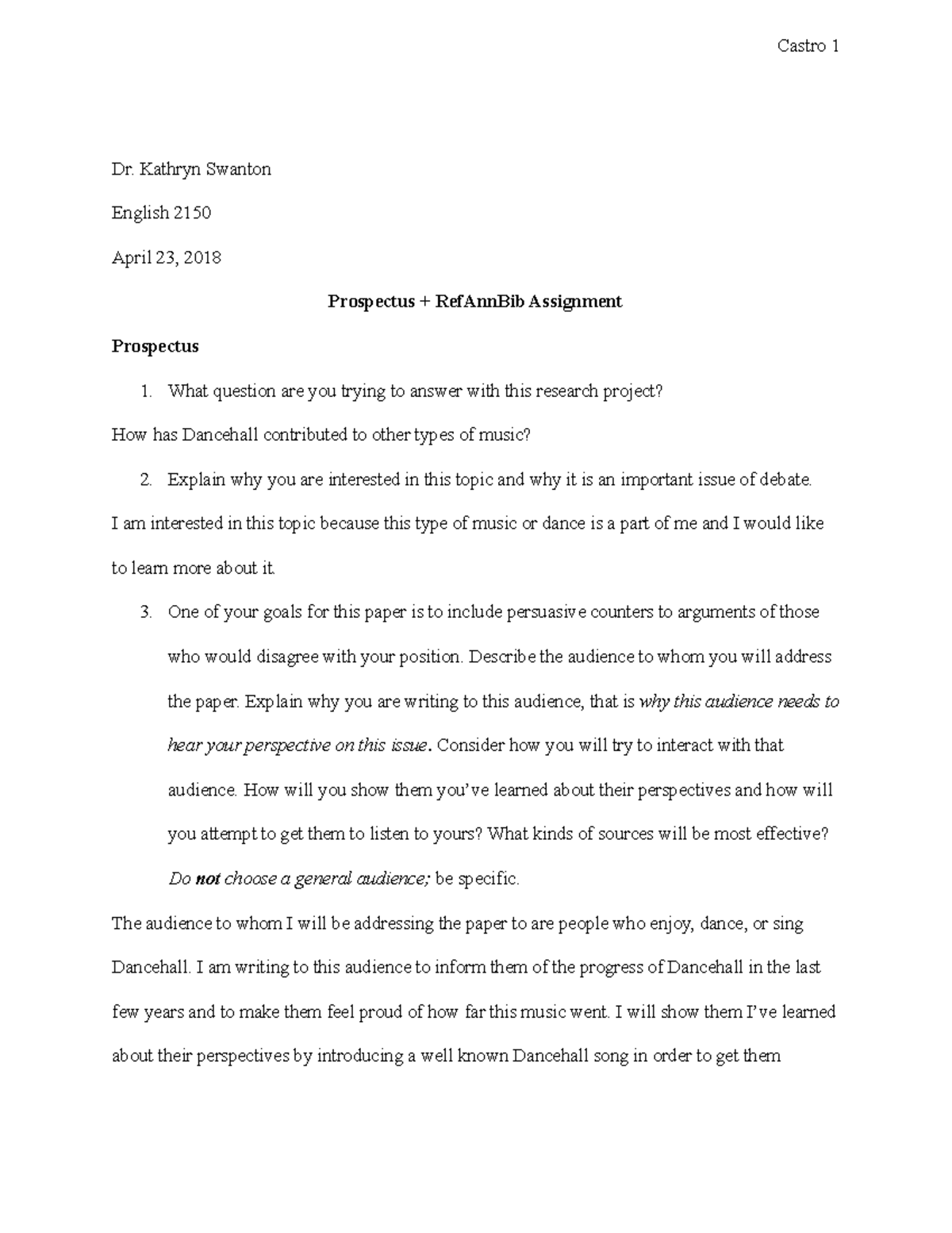 ENG Prospectus - Dr. Kathryn Swanton English 2150 April 23, 2018 ...