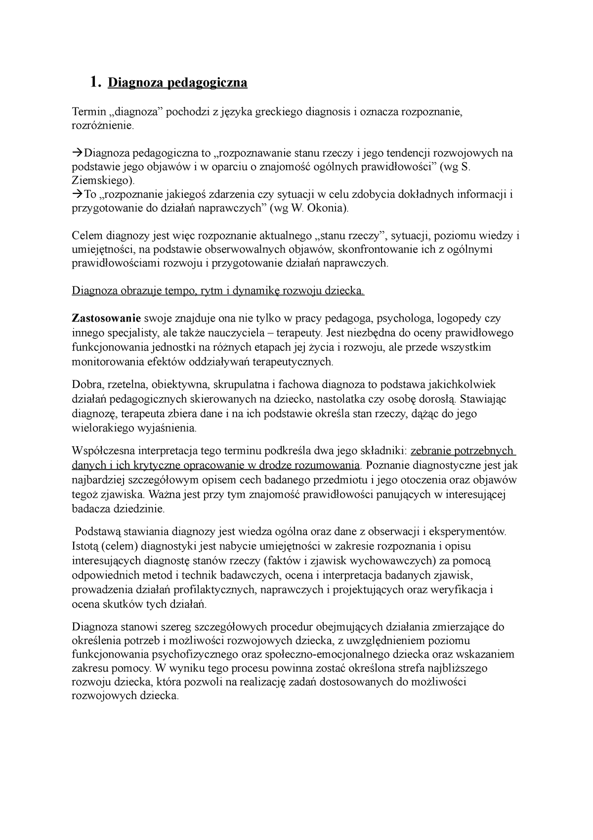 Diagnoza Pedagogiczna- Kolokwium - 1. Diagnoza Pedagogiczna Termin ...