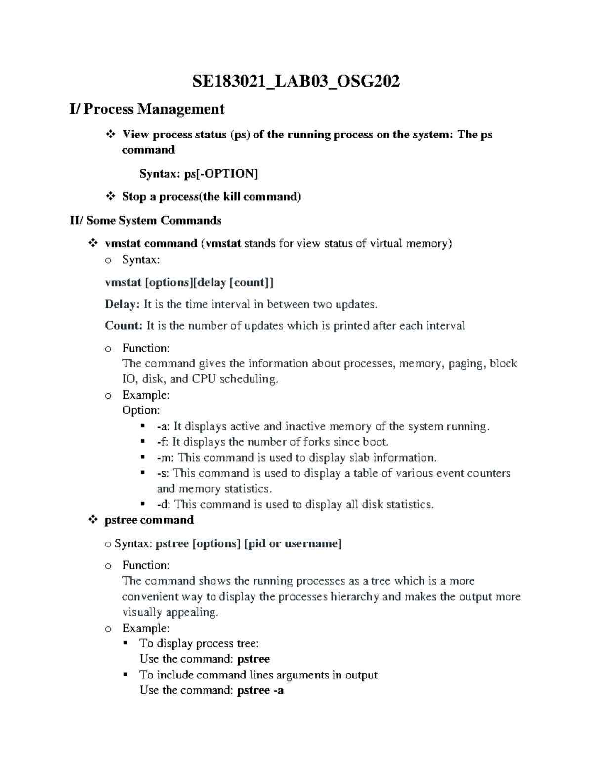 OSG202 Lab03 - SE183021_LAB03_OSG I/ Process Management View Process ...